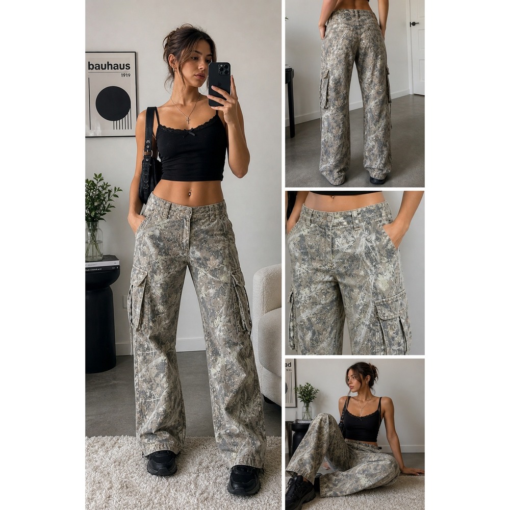 Disclosure Camo Cargo Pants Womens Size 7 Baggy Y2K Streetwear